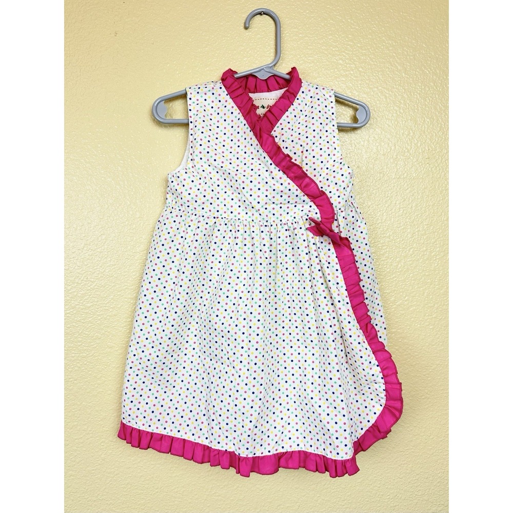 Toffee Apple Toddler Ruffle Wrap Dress 2t Pink Polkadot Birthday Sleeveless